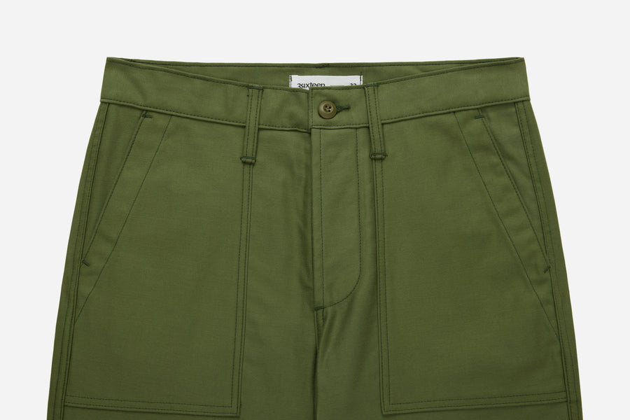 Fatigue Pants ~ Olive Back Satin