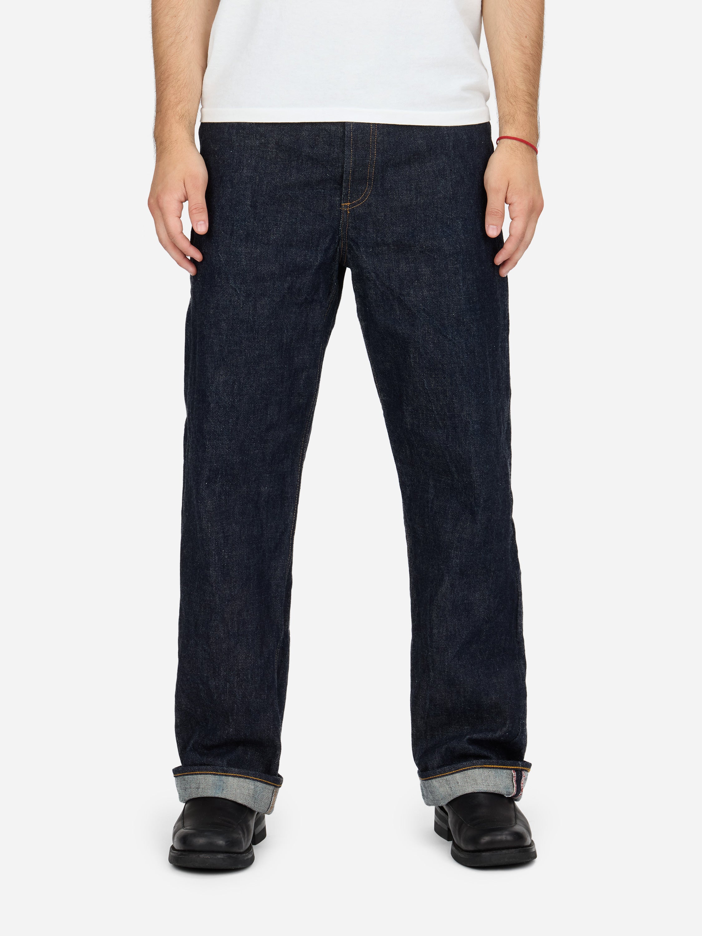 【SATIIIZ】Teed Mix Track Denim Pants Dieven track banding denim pants - satiiiz