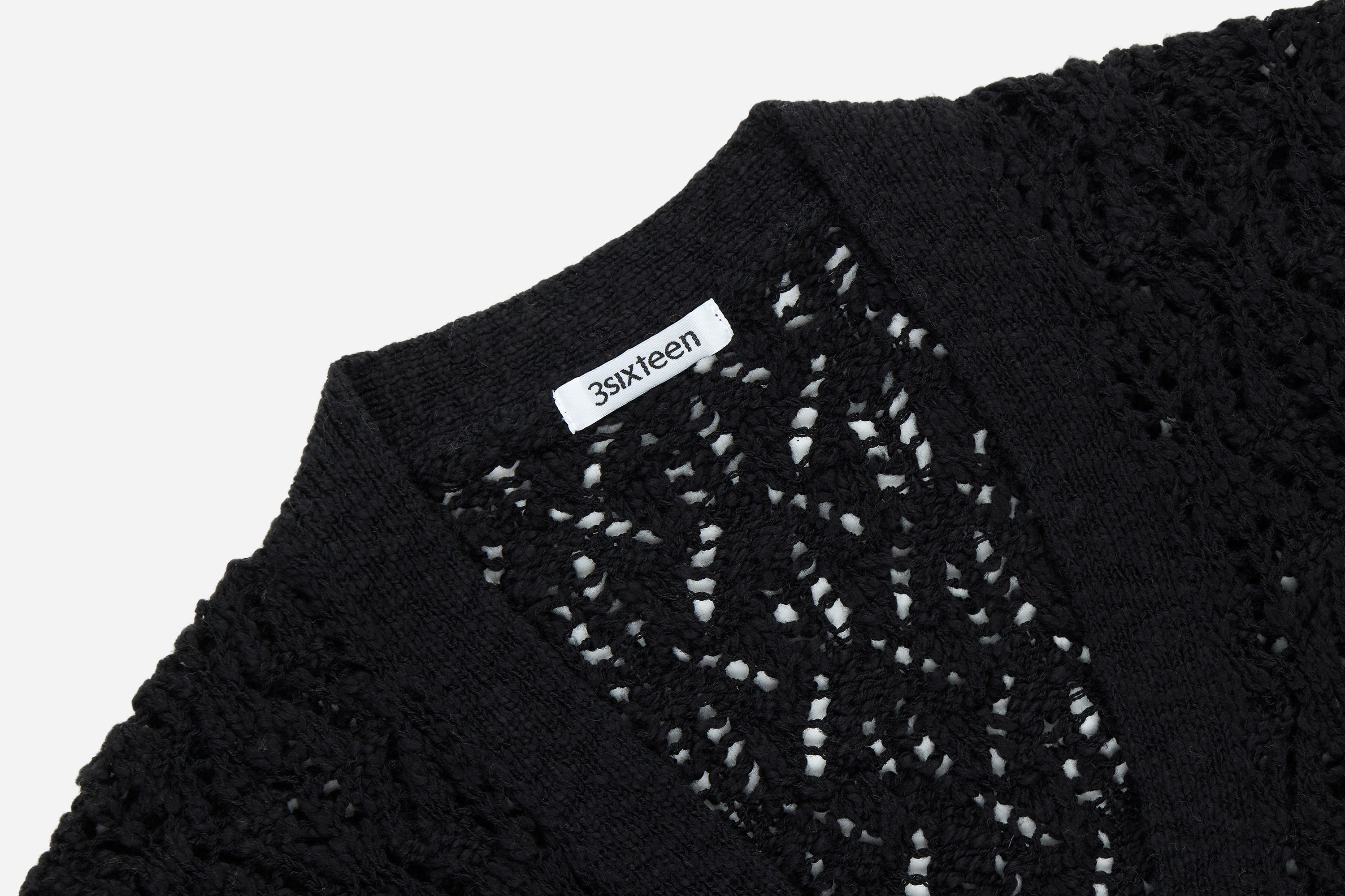Classic Cardigan ~ Black Flamme Lace Knit – 3sixteen