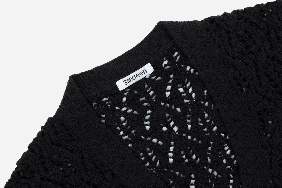 Classic Cardigan ~ Black Flamme Lace Knit