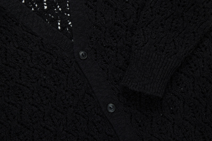 Classic Cardigan ~ Black Flamme Lace Knit