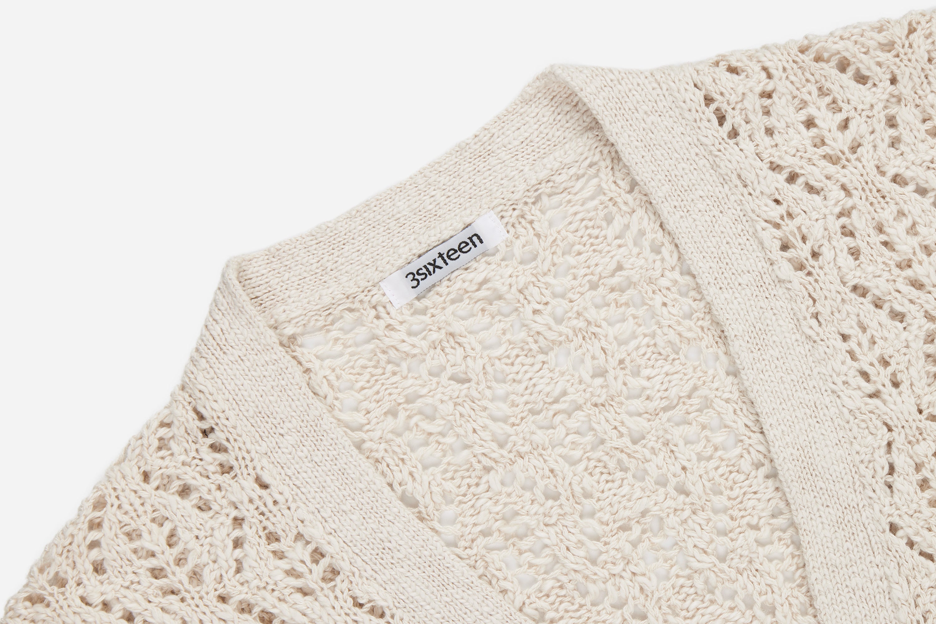 Classic Cardigan ~ Ecru Flamme Lace Knit – 3sixteen