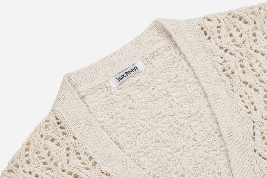 Classic Cardigan ~ Ecru Flamme Lace Knit