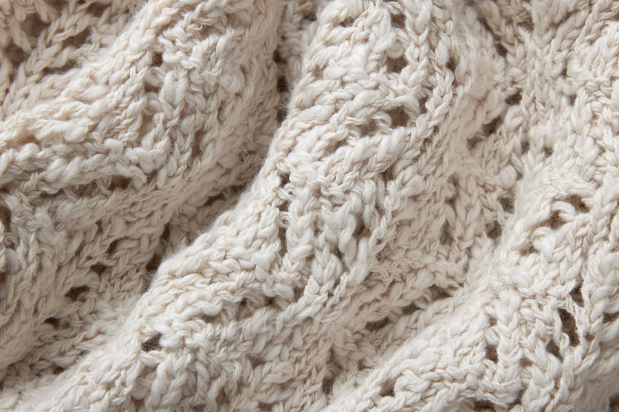 Classic Cardigan ~ Ecru Flamme Lace Knit