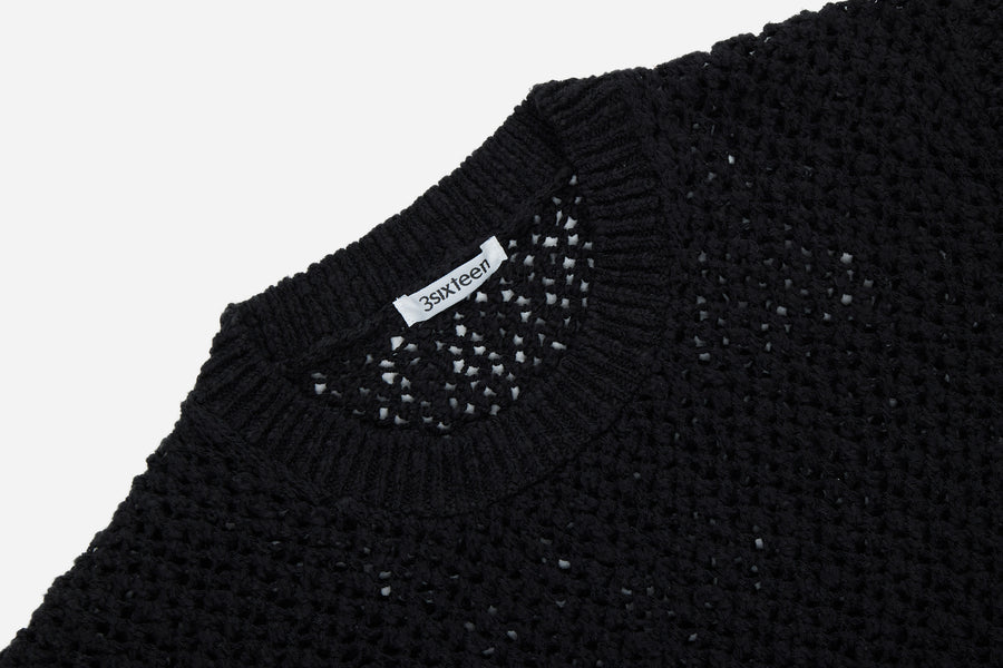 Knit T-Shirt ~ Black Flamme Mesh