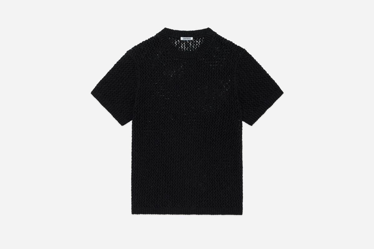 Knit T-Shirt ~ Black Flamme Mesh – 3sixteen