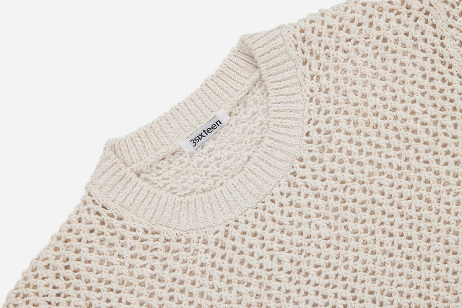 Knit T-Shirt ~ Ecru Flamme Mesh