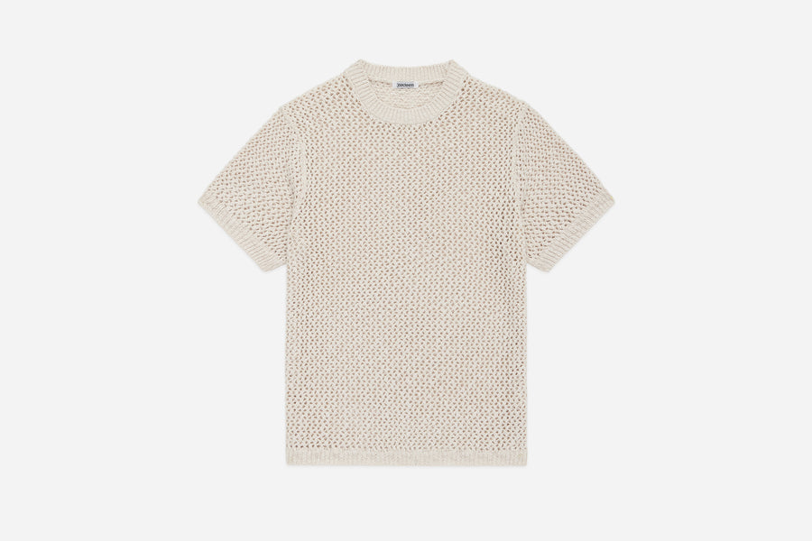 Knit T-Shirt ~ Ecru Flamme Mesh