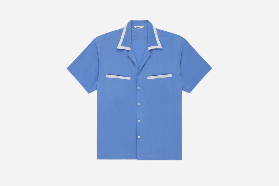 Bowling Shirt ~ Powder Blue Silk