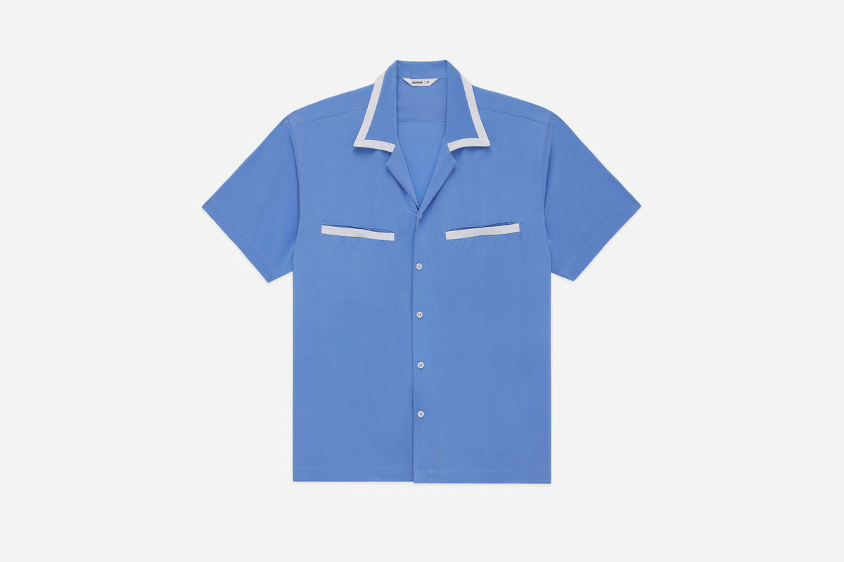 Bowling Shirt ~ Powder Blue Silk – 3sixteen