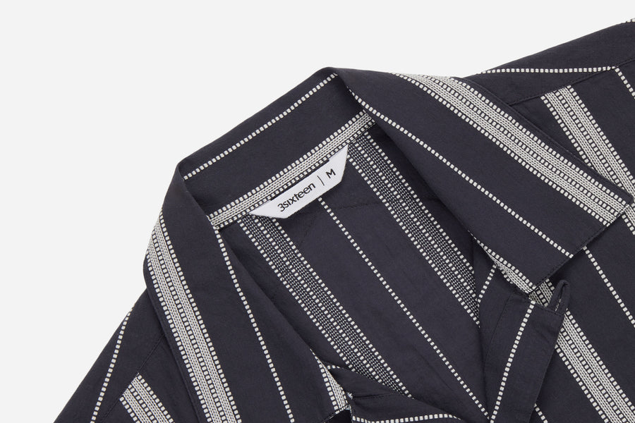 Cabana Shirt ~ Black Ticking Stripe