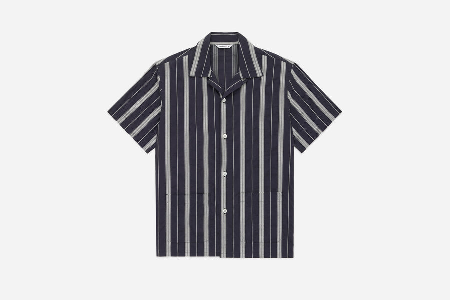 Cabana Shirt ~ Black Ticking Stripe