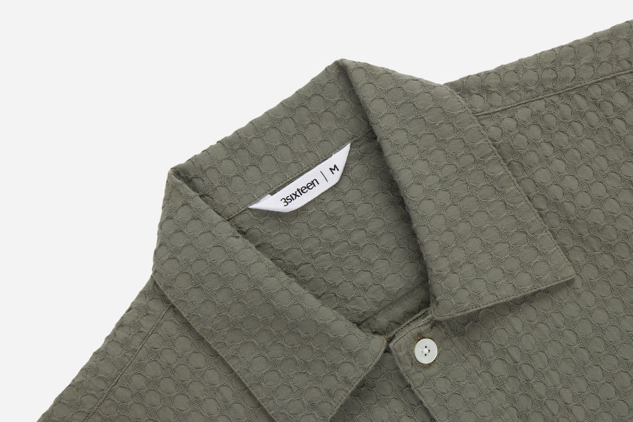 Resort Shirt ~ Olive Geo Weave