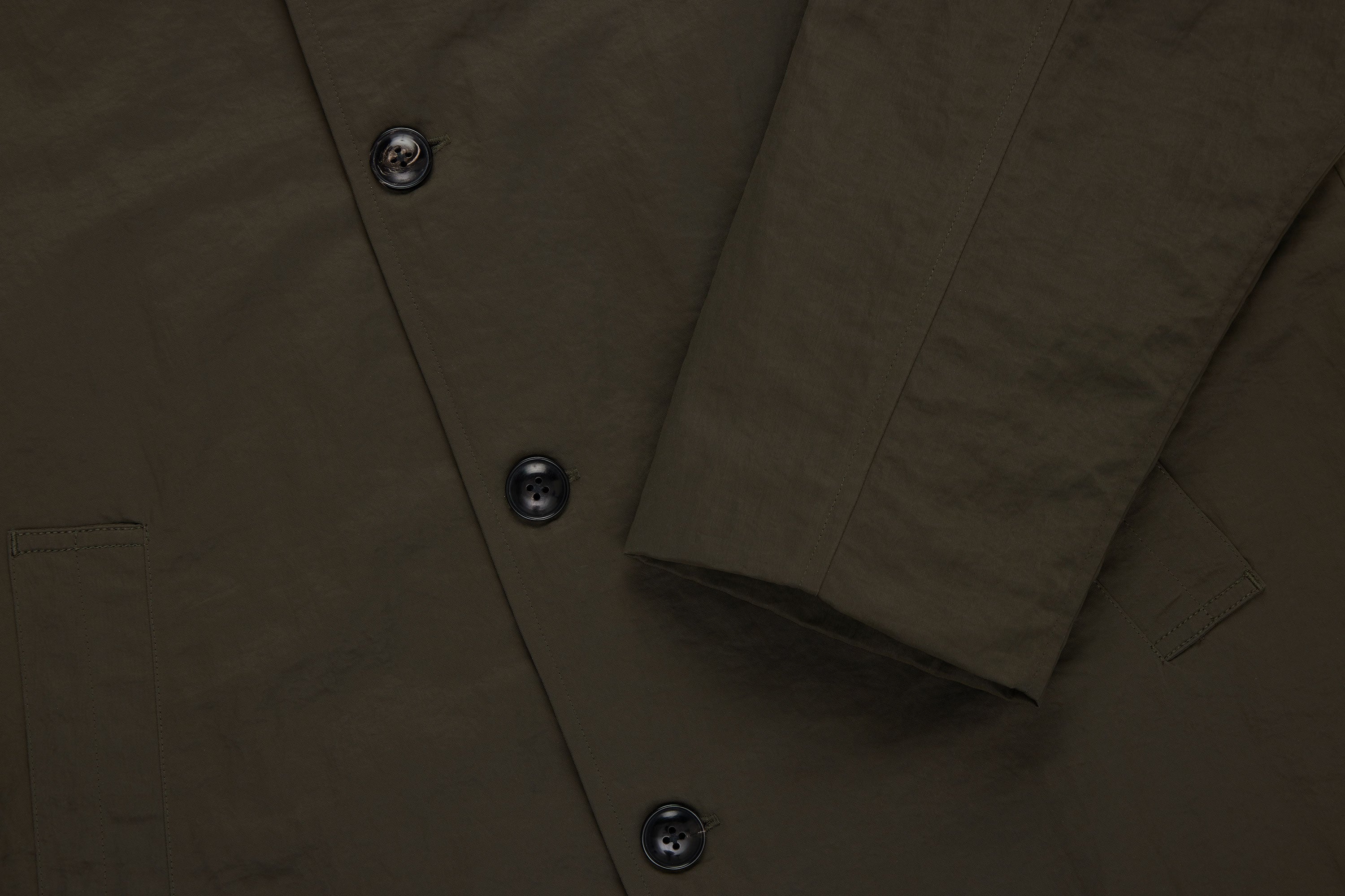Mac Coat ~ Olive Wrinkle Nylon – 3sixteen