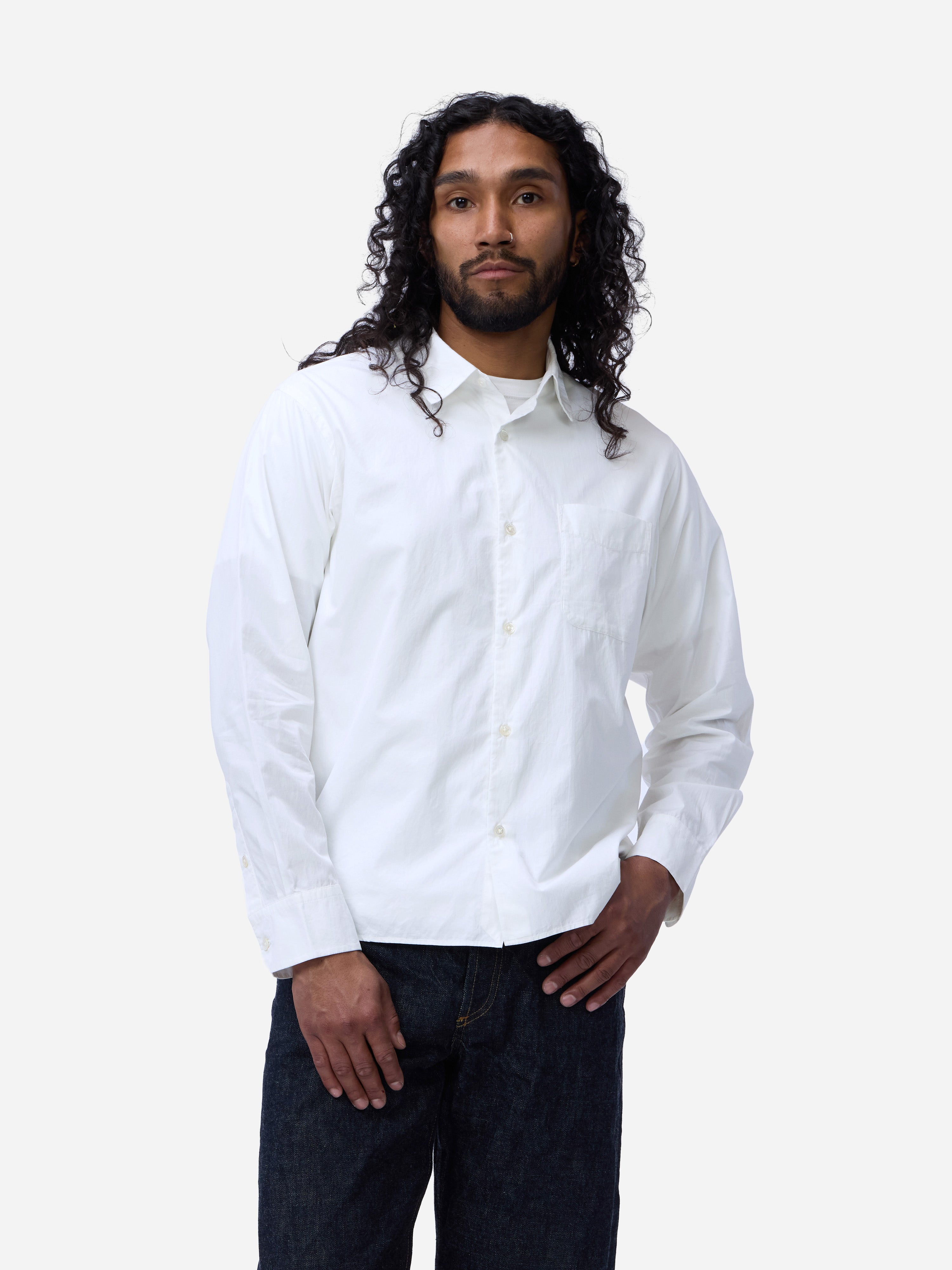 【digne】glossy shirt ホワイト Director Shirt ~ White Poplin – 3sixteen