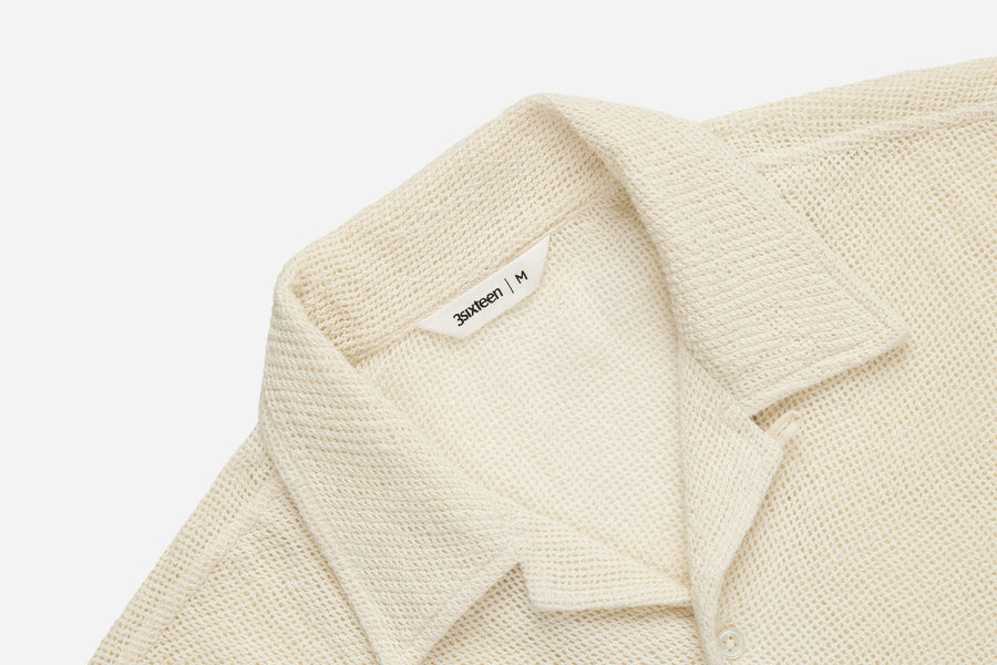 Loop Collar Shirt ~ Ecru Mesh