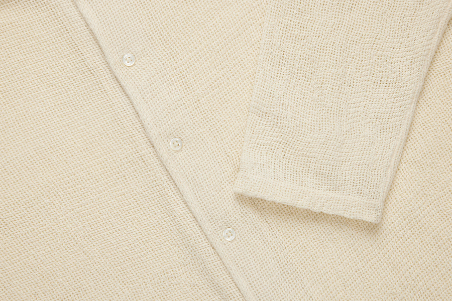 Loop Collar Shirt ~ Ecru Mesh