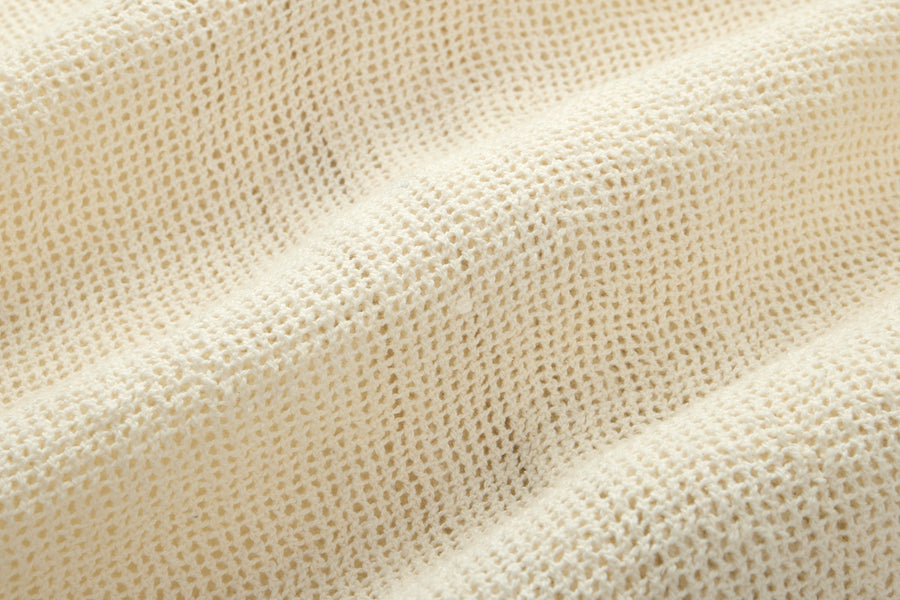 Loop Collar Shirt ~ Ecru Mesh