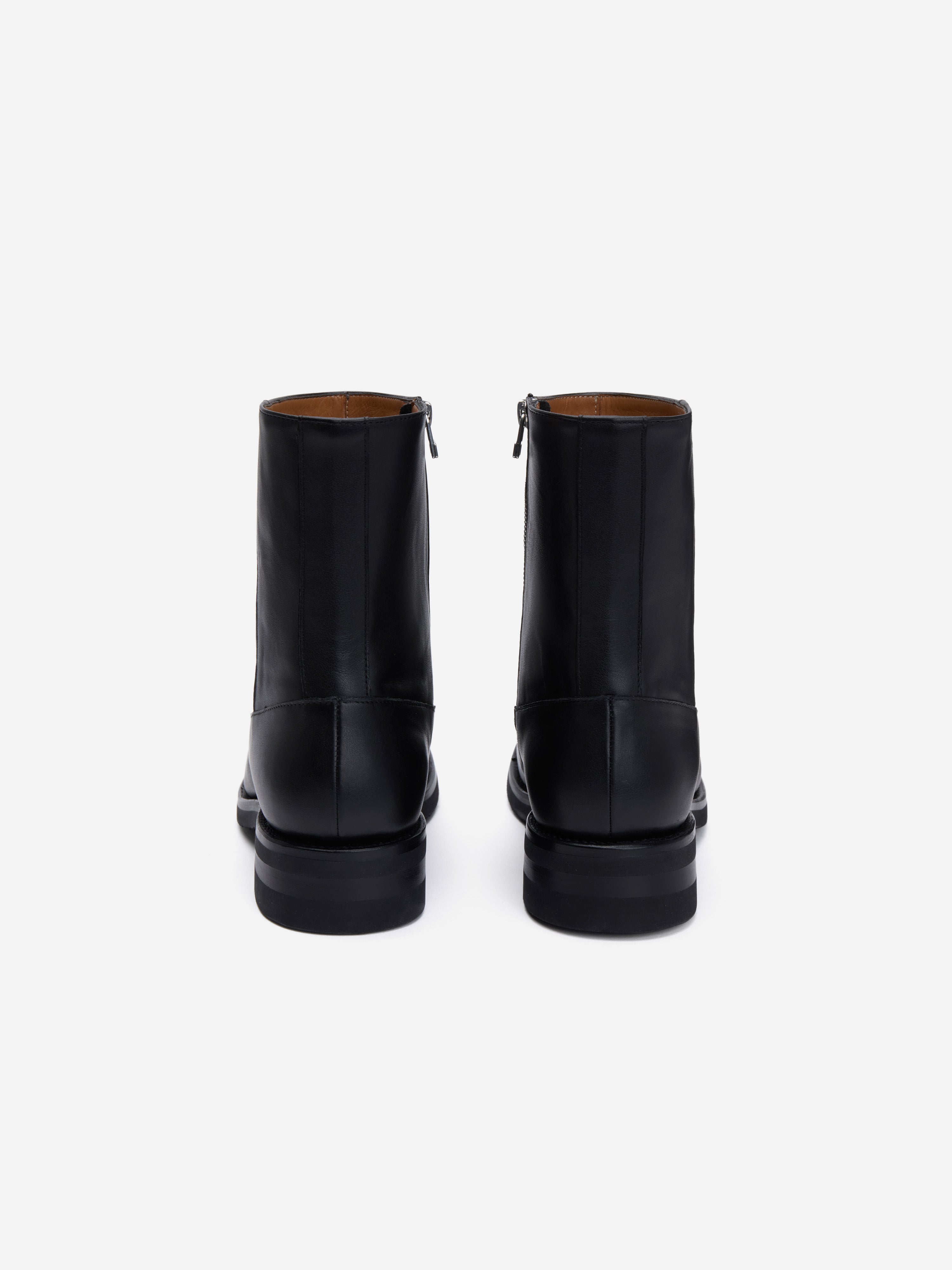 Square Toe Side Zip Boot ~ Black Calf Leather – 3sixteen