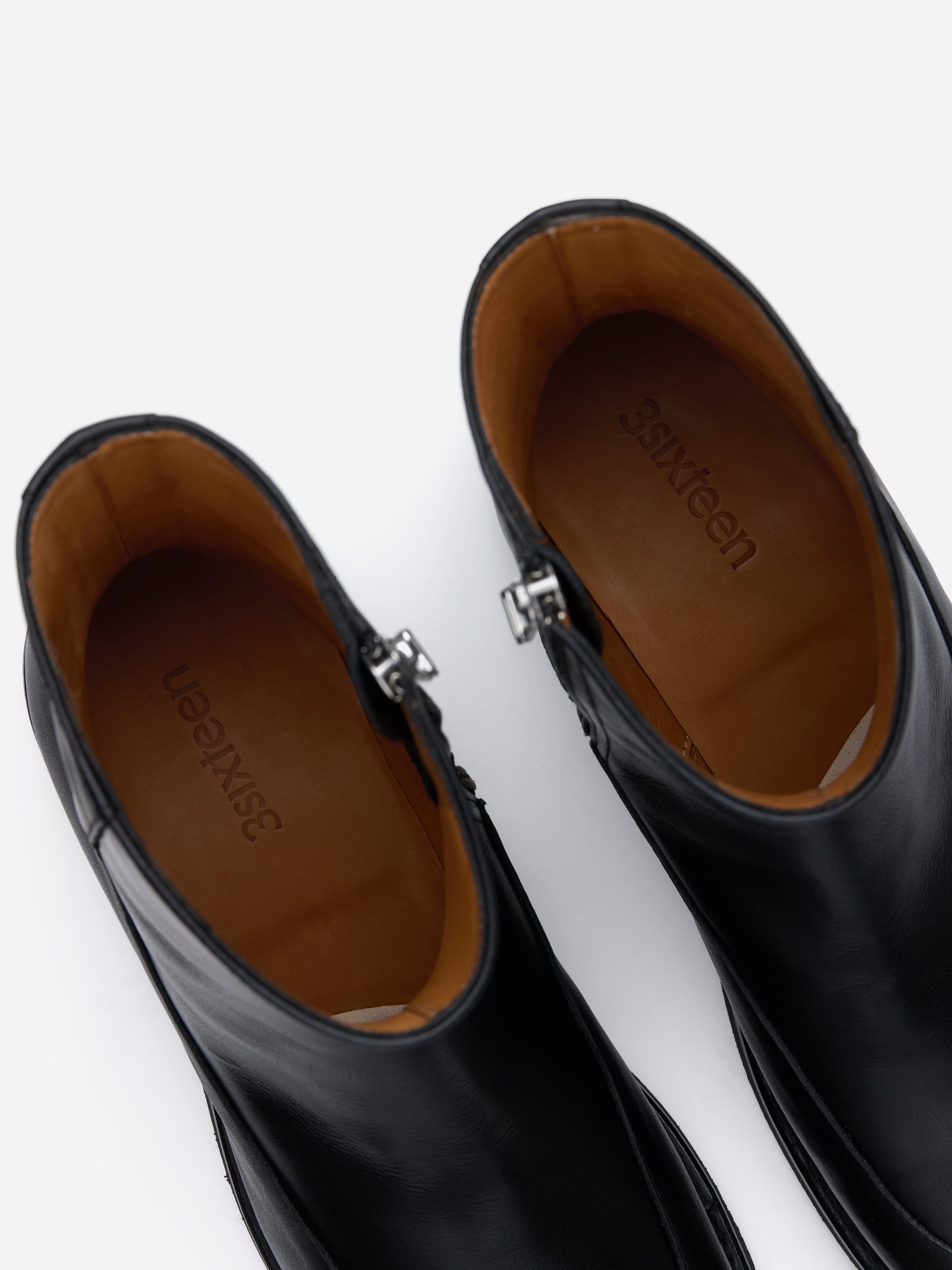 Square Toe Side Zip Boot ~ Black Calf Leather – 3sixteen