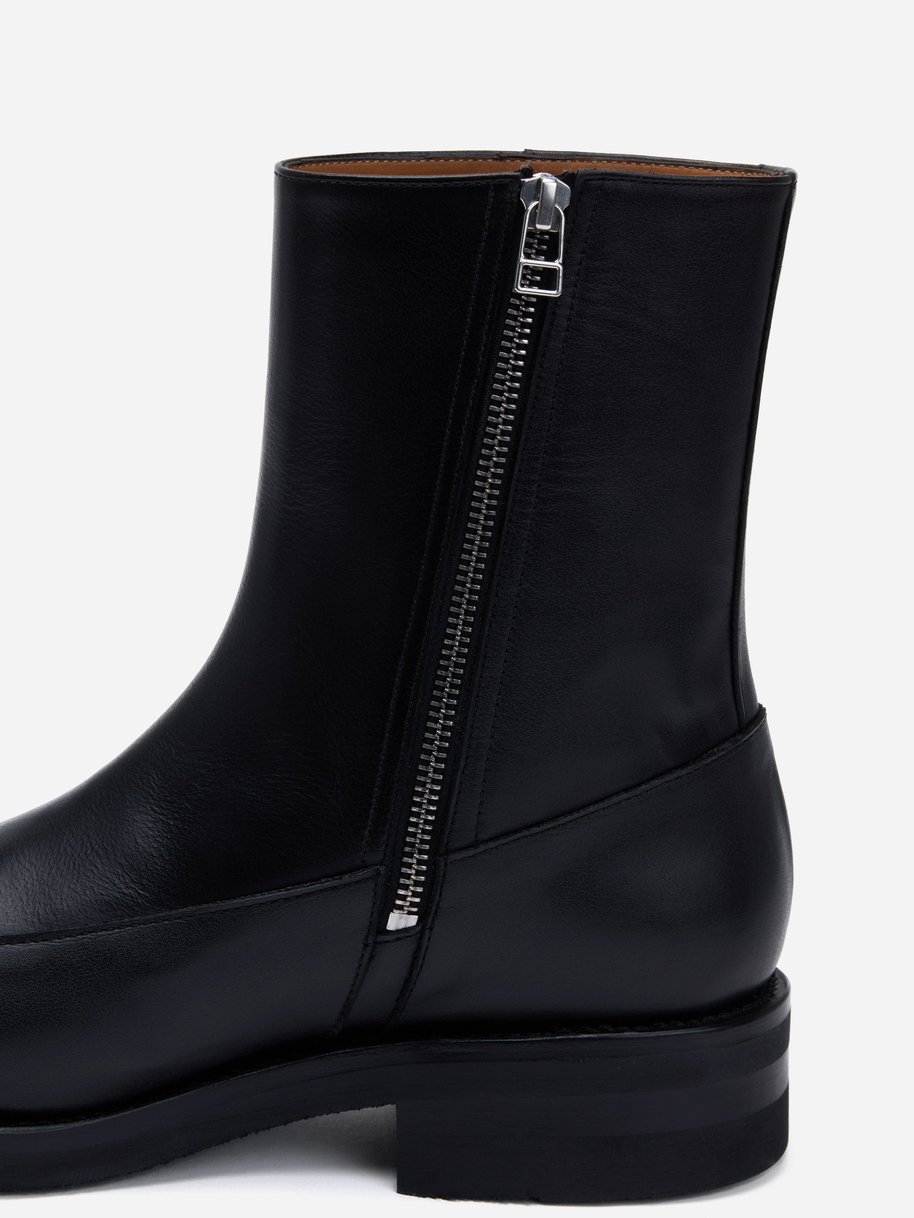 Square Toe Side Zip Boot ~ Black Calf Leather – 3sixteen