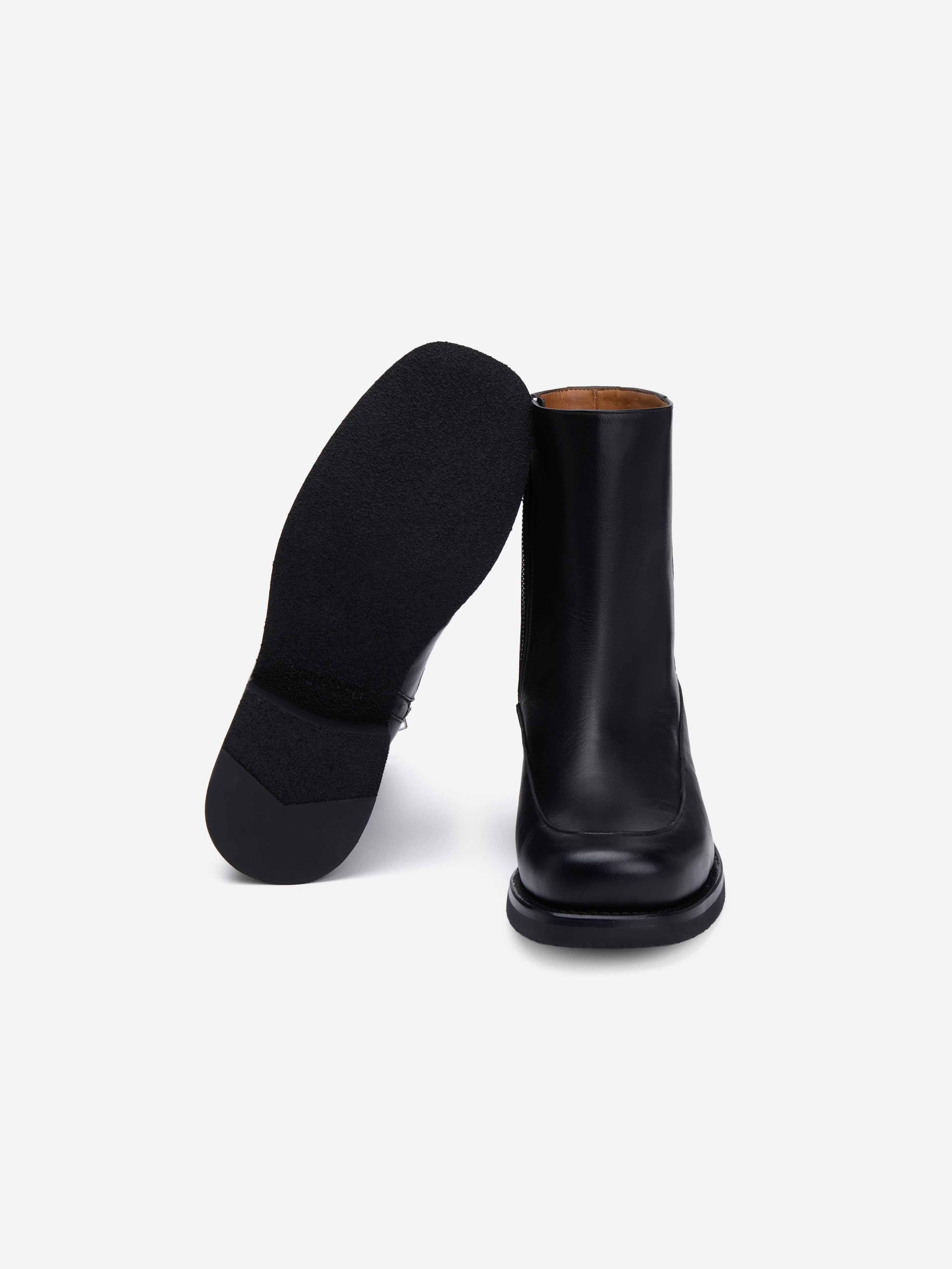 Square Toe Side Zip Boot ~ Black Calf Leather – 3sixteen