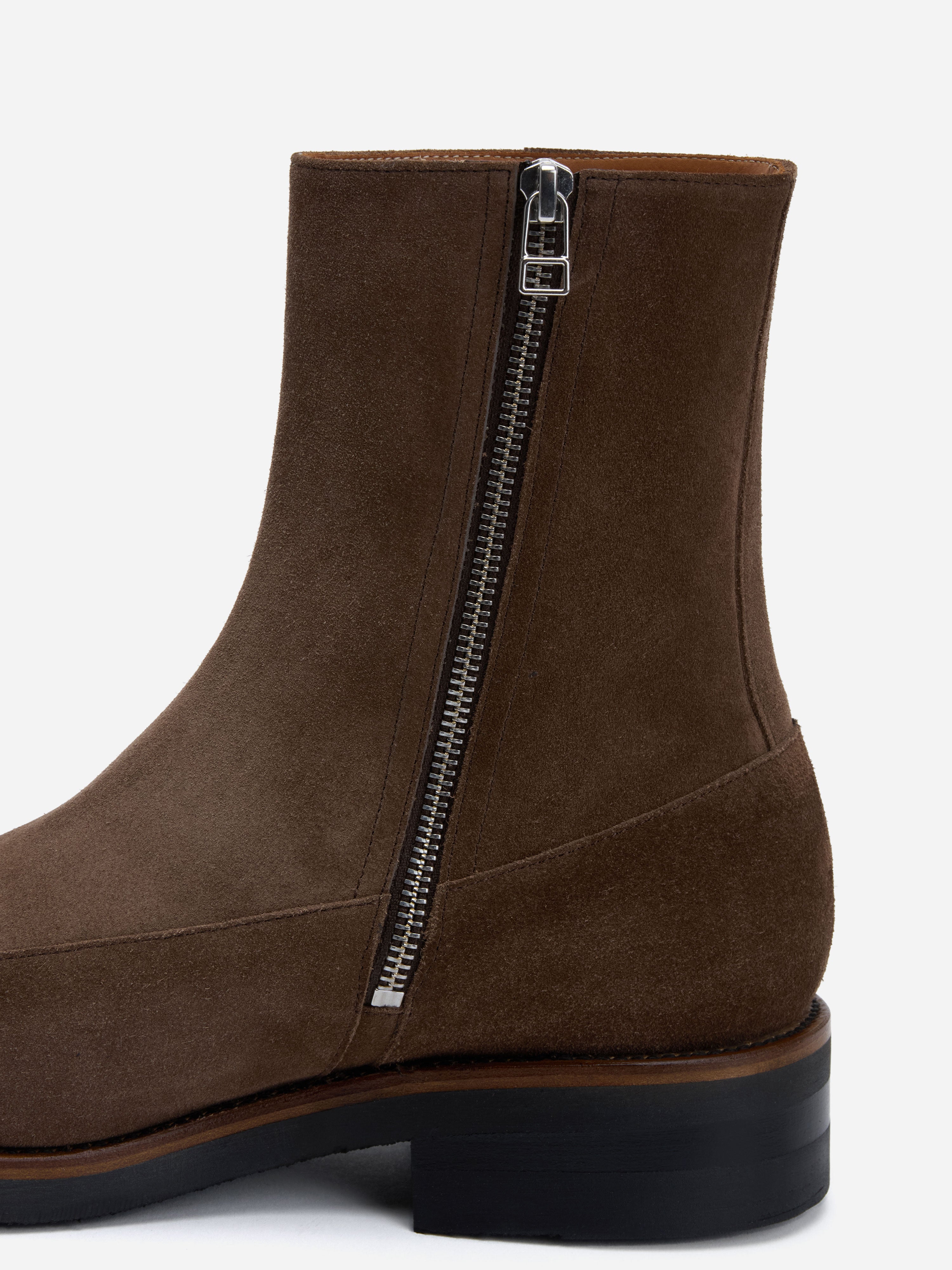 Square Toe Side Zip Boot ~ Mushroom Suede – 3sixteen