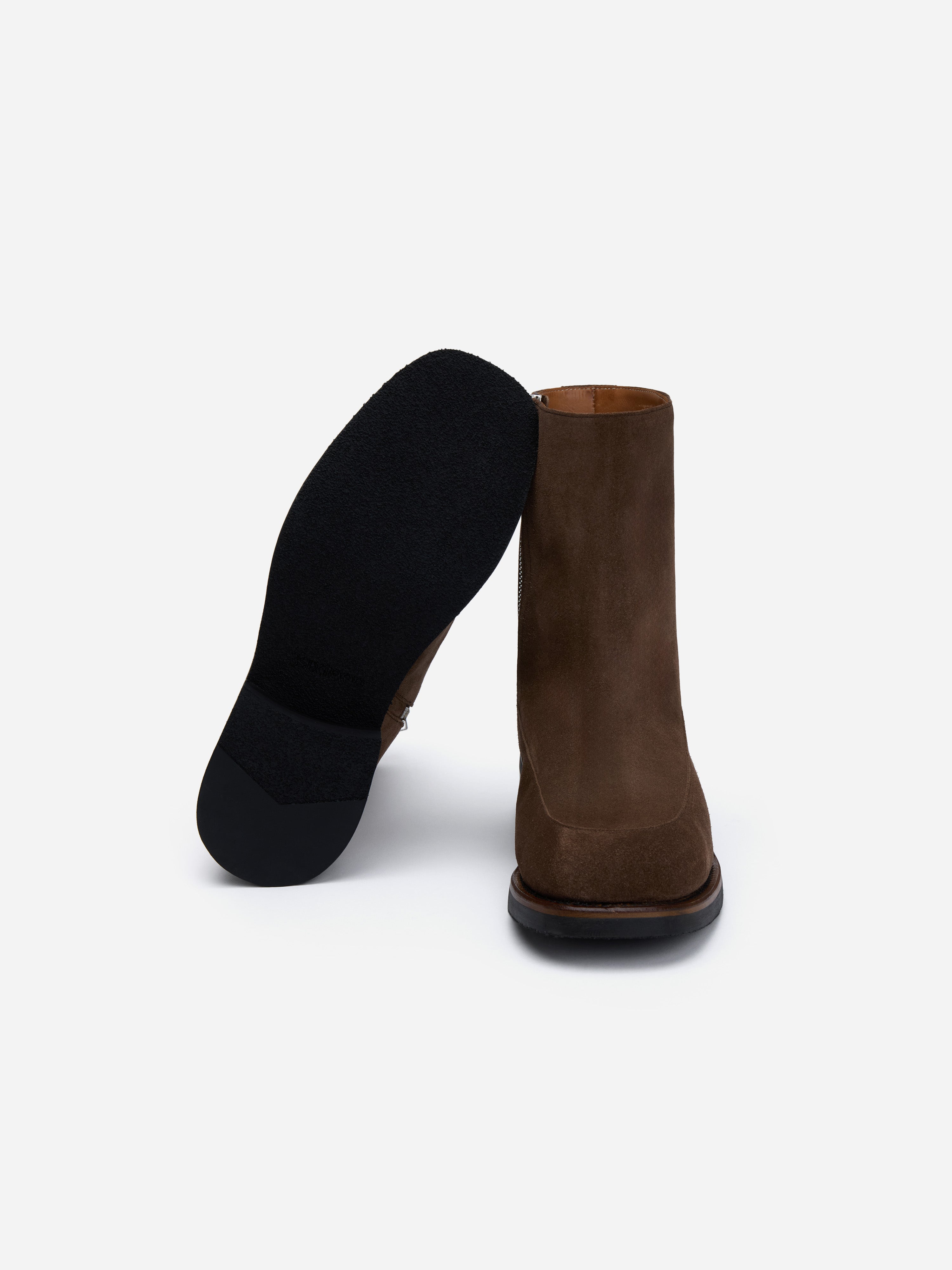 Square Toe Side Zip Boot ~ Mushroom Suede – 3sixteen