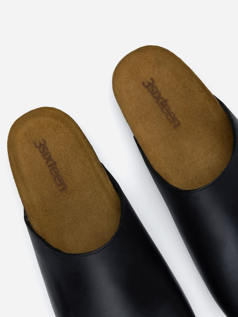 Mule ~ Black Calf Leather