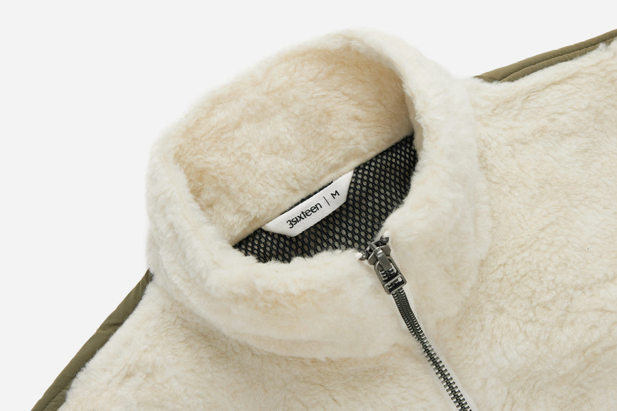 Fleece Jacket ~ Ecru Wool Blend Fleece