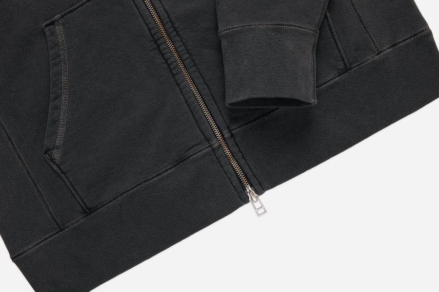 Garment Dyed French Terry Zip Hoody ~ Smoke