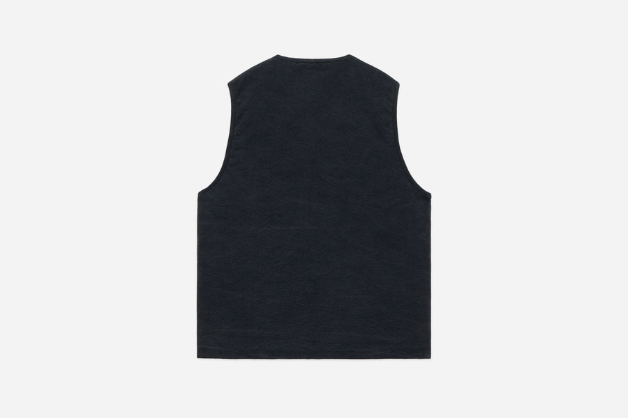 Reversible Work Vest ~ Black Canvas/Ecru Wool Sherpa