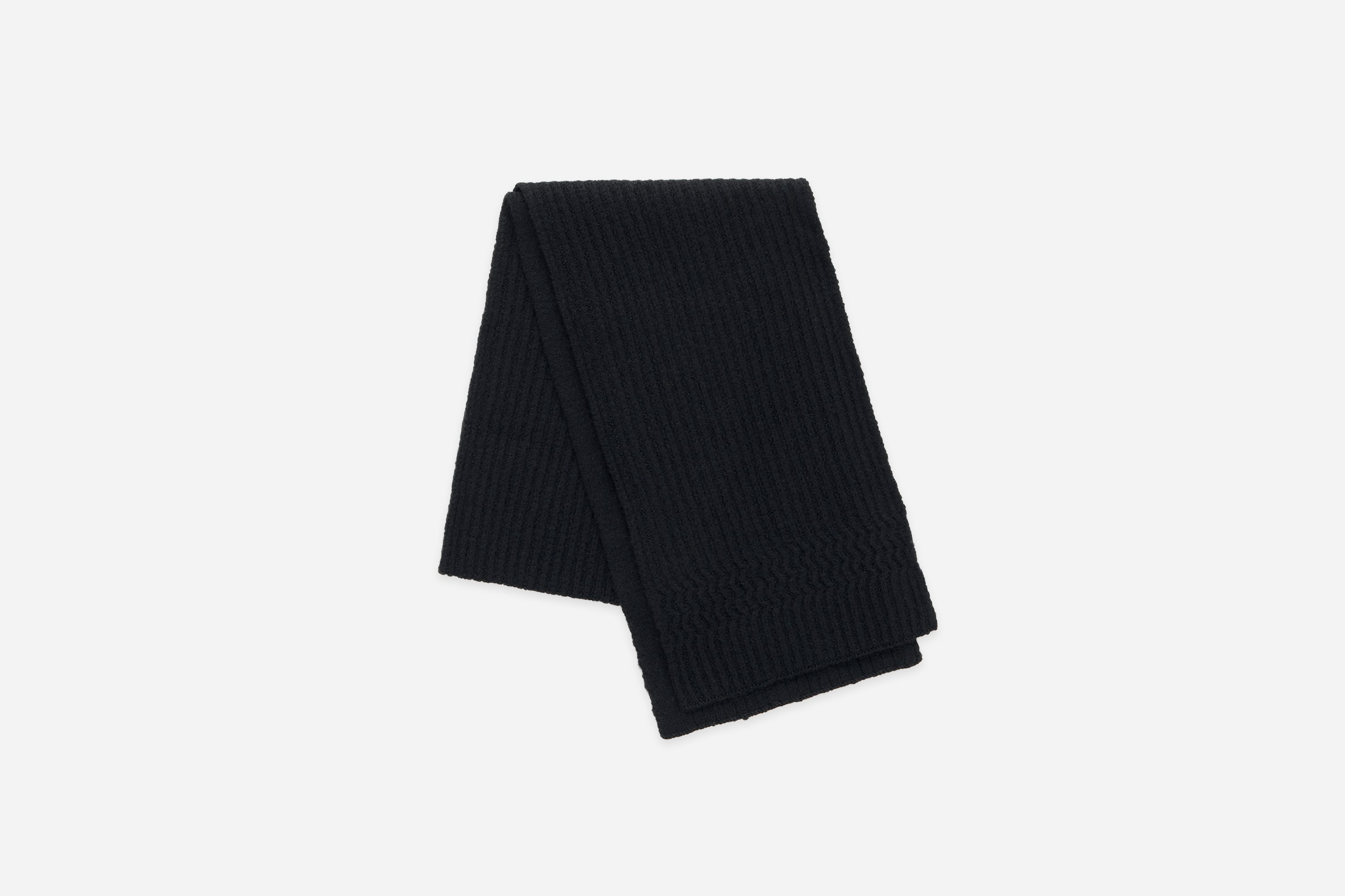 Heveへイヴ suzuran cuff rib knit ブラック Alpaca Rib Scarf ~ Black – 3sixteen