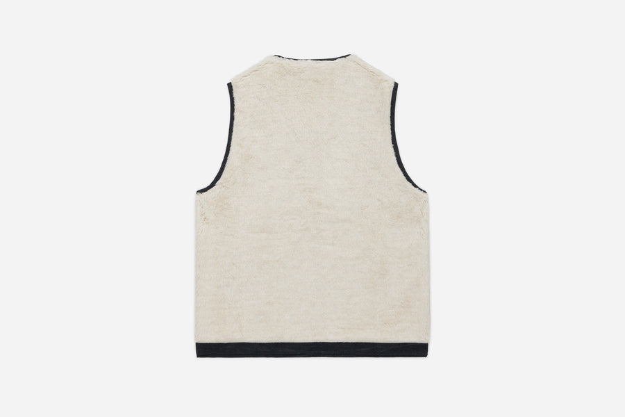 Reversible Work Vest ~ Black Canvas/Ecru Wool Sherpa