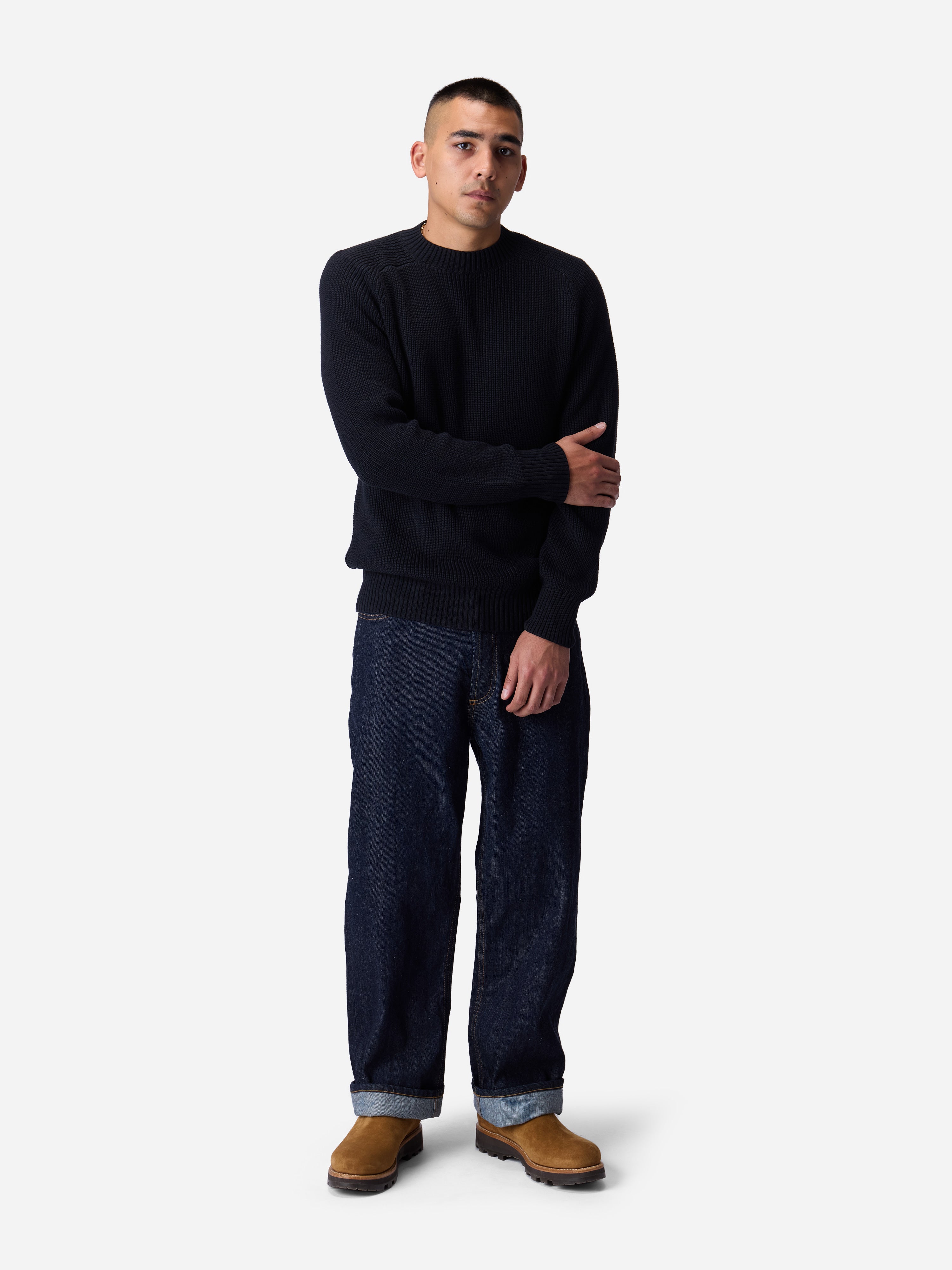 Cotton Crewneck Sweater ~ Black – 3sixteen