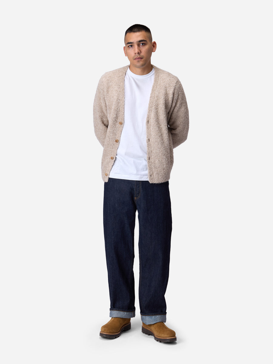 V-Neck Cardigan ~ Khaki Boucle Alpaca