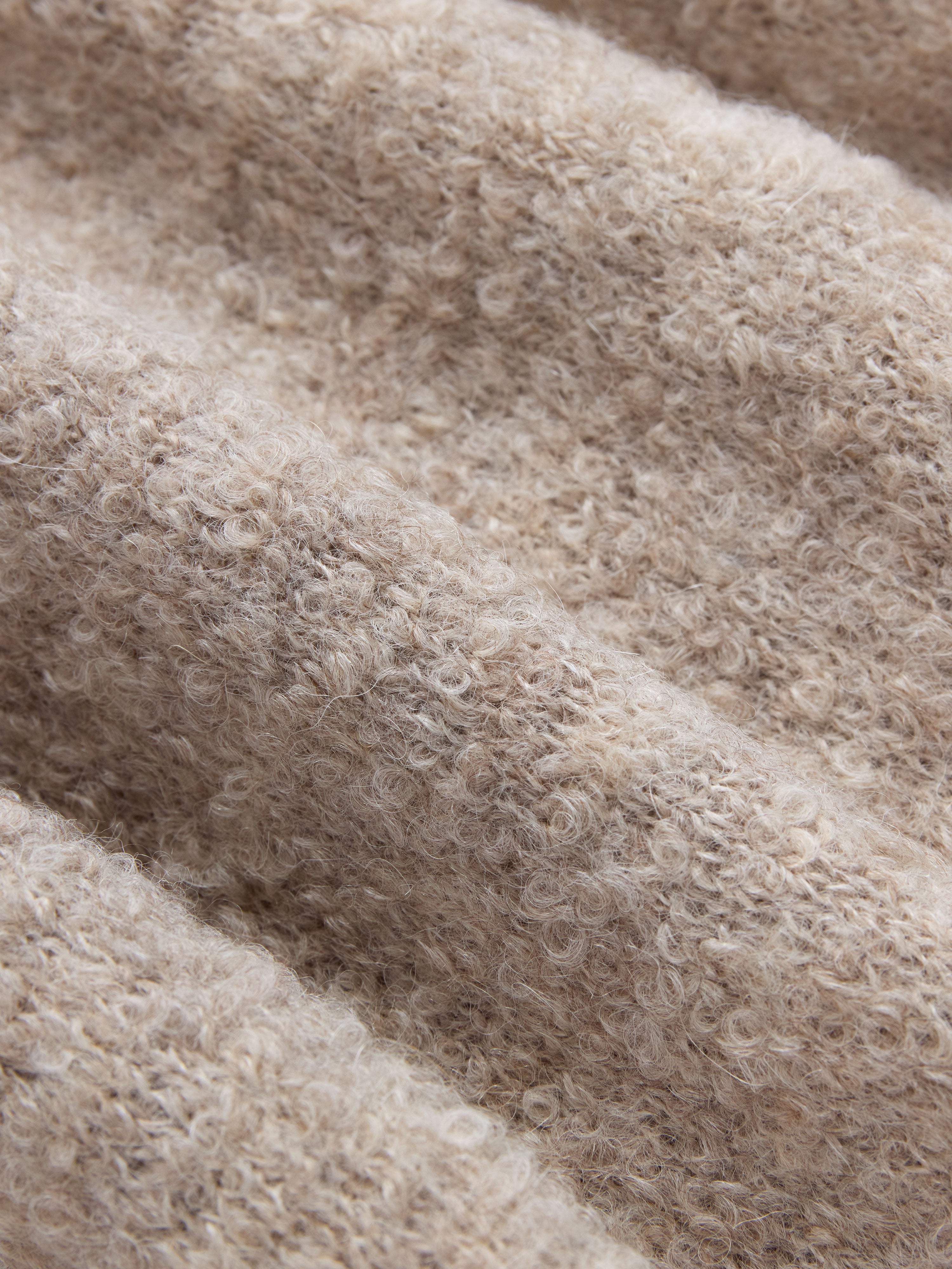 V-Neck Cardigan ~ Khaki Boucle Alpaca – 3sixteen