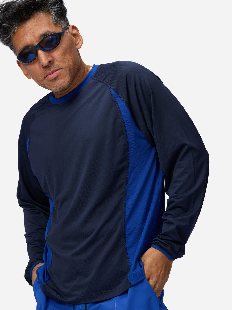 LS Track Tee ~ Navy/Cobalt