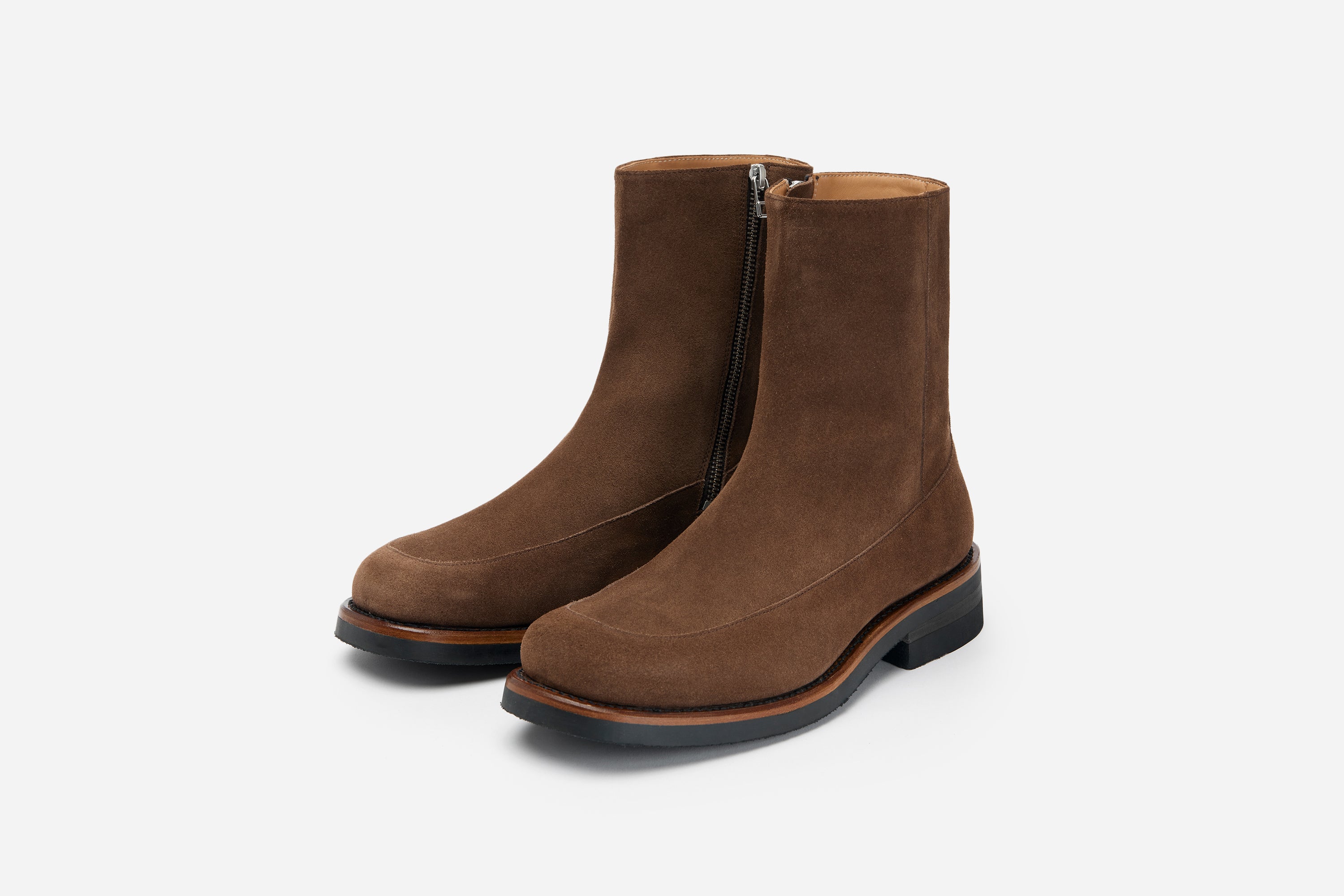 Square Toe Side Zip Boot ~ Mushroom Suede – 3sixteen