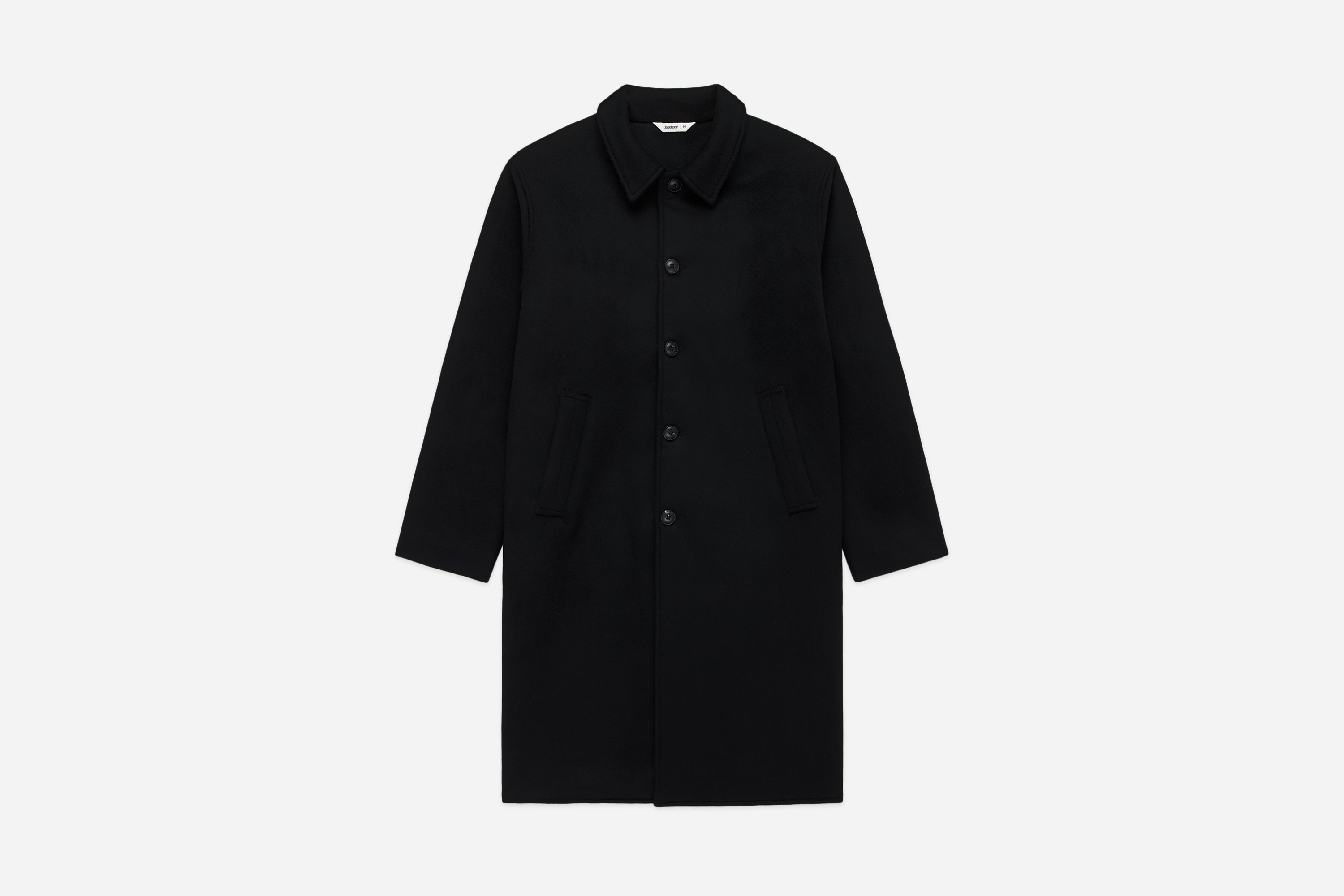 【HYKE】MACKINAW COAT BLACK 1 Mac Coat ~ Black Wool/Cashmere – 3sixteen