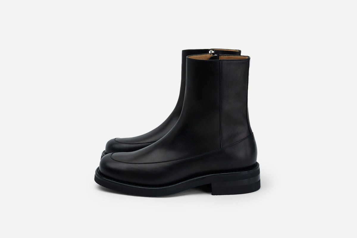 Square-Toe Side-Zip Boots