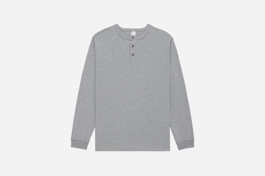 Long Sleeve Henley ~ Heather Grey