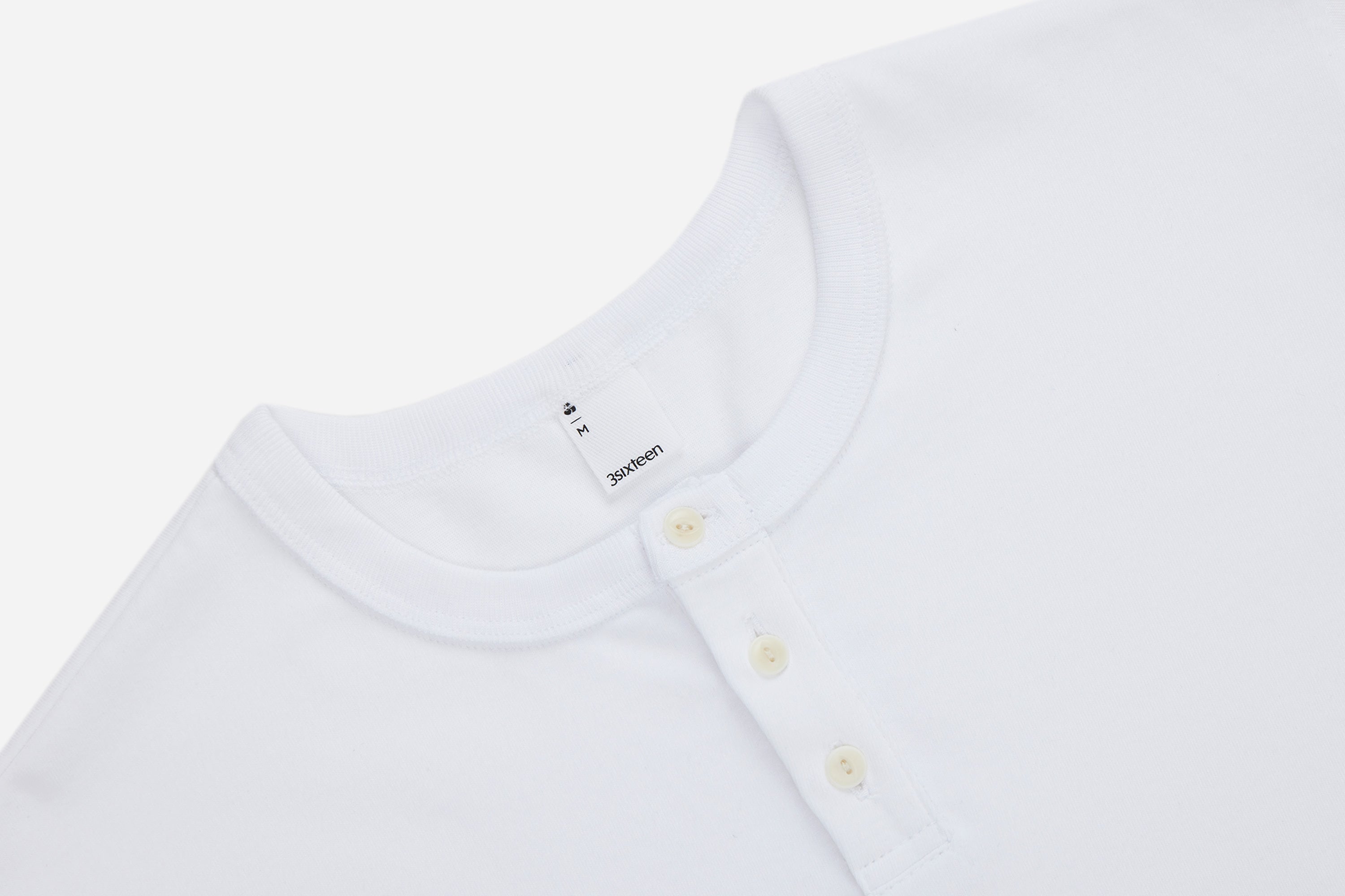 Long Sleeve Henley ~ White – 3sixteen