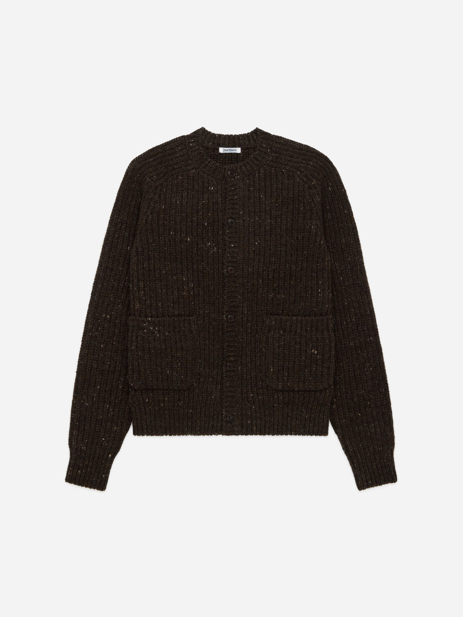Fisherman Cardigan ~ Umber Tweed