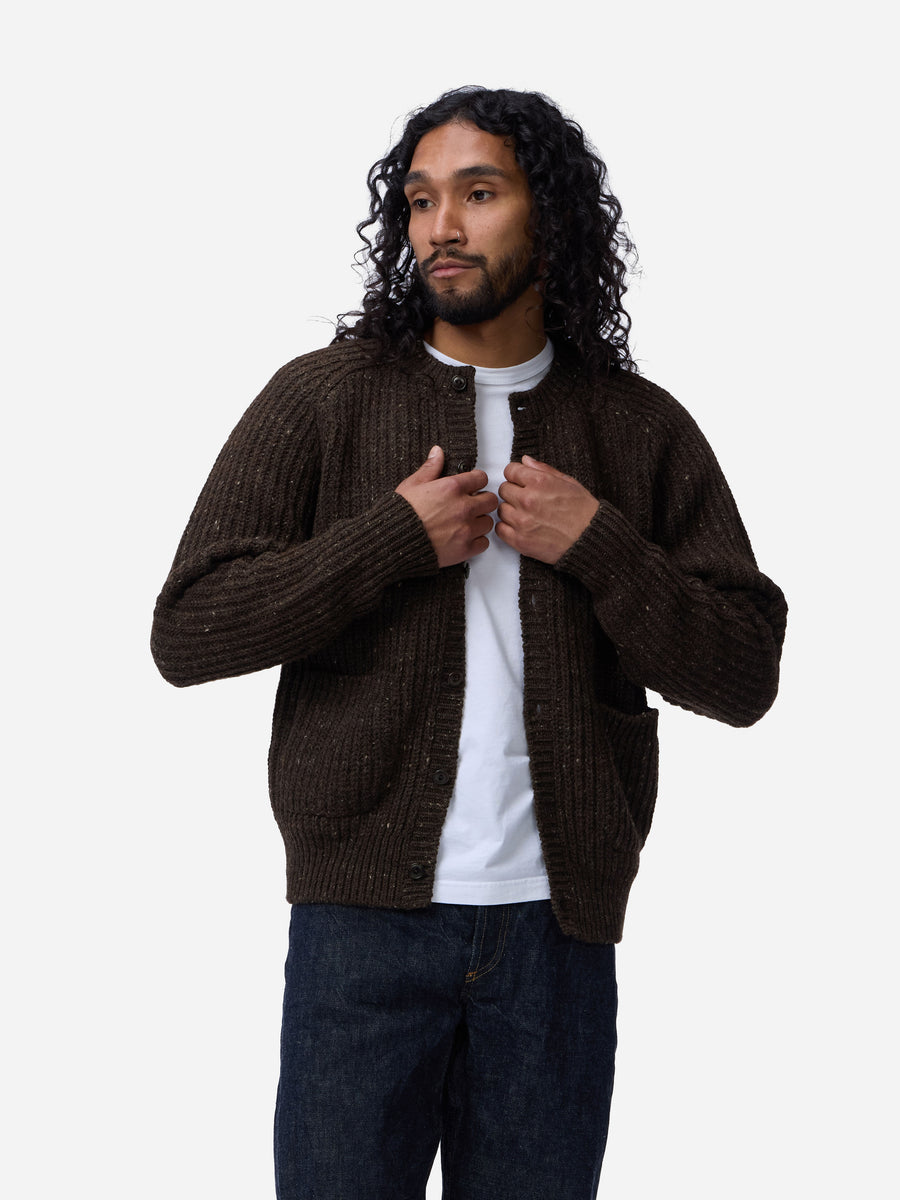 Fisherman Cardigan ~ Umber Tweed