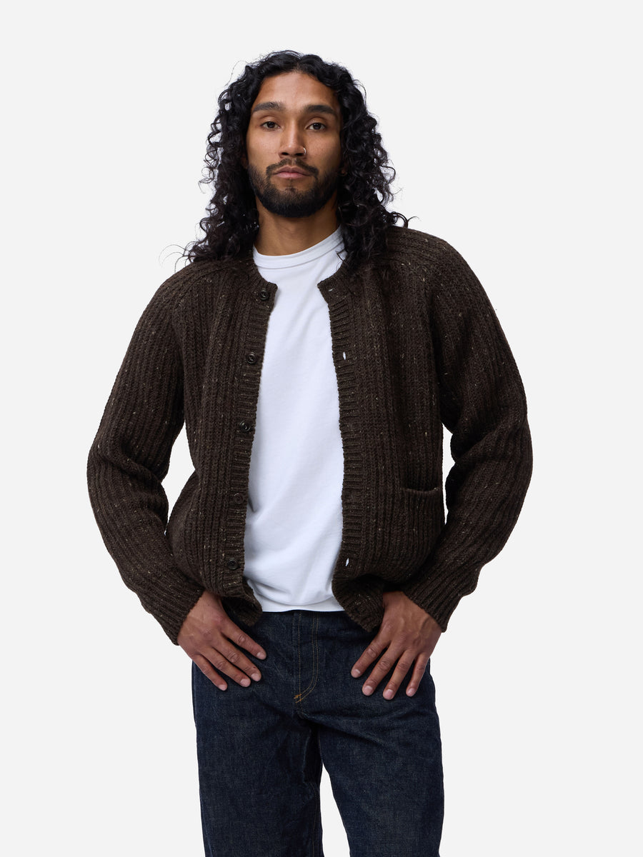 Fisherman Cardigan ~ Umber Tweed