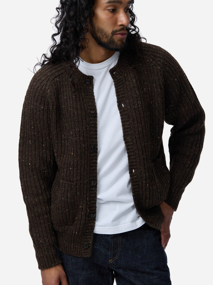 Fisherman Cardigan ~ Umber Tweed