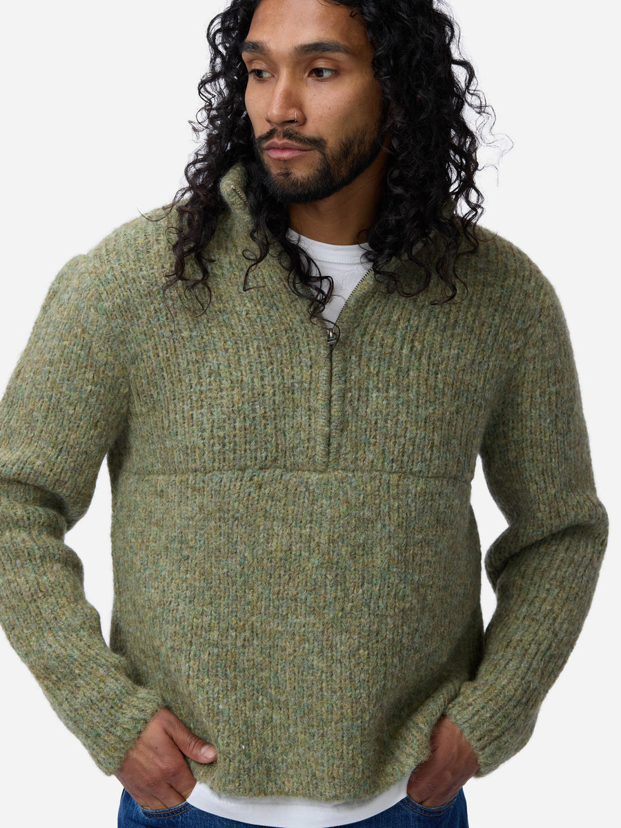 Half Zip Knit ~ Marled Sage