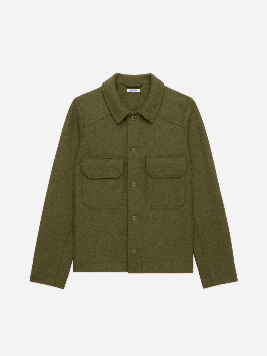 Officer Shirt ~ Olive Felted Wool
