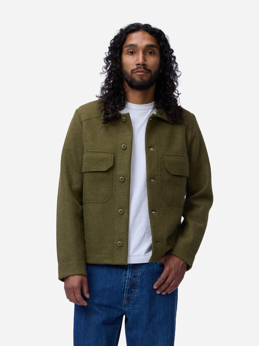 Officer Shirt ~ Olive Felted Wool